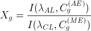 X_g=\frac{I(\lambda_{AL},C_g^{(AE)})}{I(\lambda_{CL},C_g^{(ME)})}