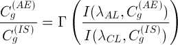 \frac{C_g^{(AE)}}{C_g^{(IS)}}=\Gamma\left(\frac{I(\lambda_{AL}, C_g^{(AE)})}{I(\lambda_{CL}, C_g^{(IS)})}\right)